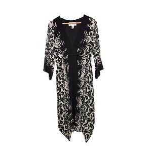 Vtg NICOLE MILLER Studio Silk Dress S/P Artistic Bohemian 70s Resort Botanical